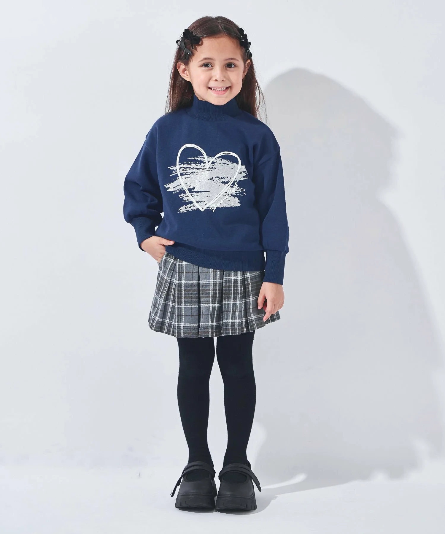 Футболка с принтом на флисовой подкладке Ever Closet, Heart Navy