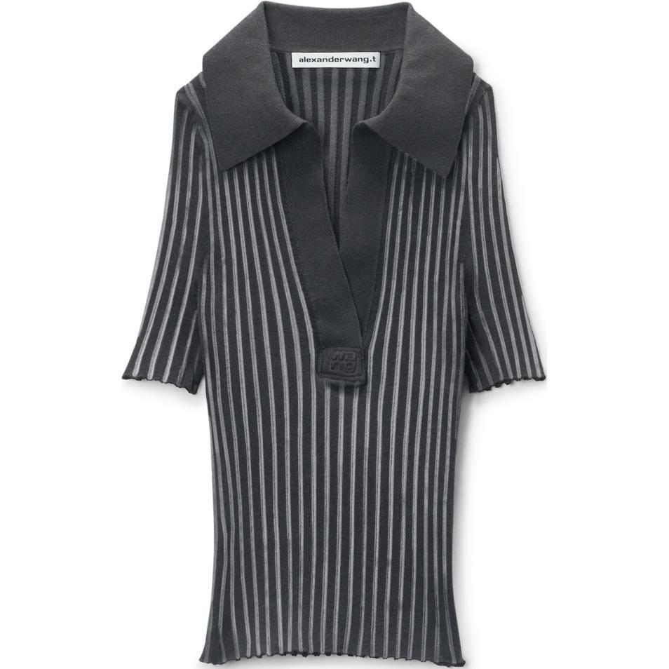 

Обрезанная ребристая поло Alexander Wang, серый