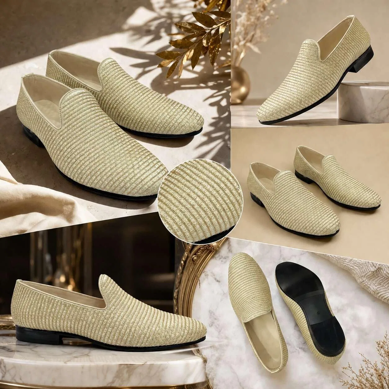 Мокасины мужские, вышивка, без бренда, Punjabi Jutti, кремовый, золотой Step n Style — фото 3