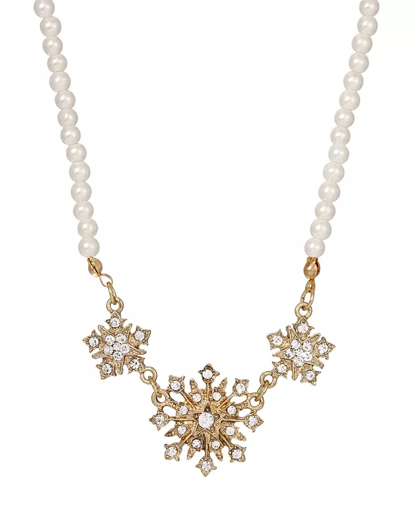 

Ожерелье-Воротник с искусственным жемчугом и кристаллами в форме звезды 2028, gold-white