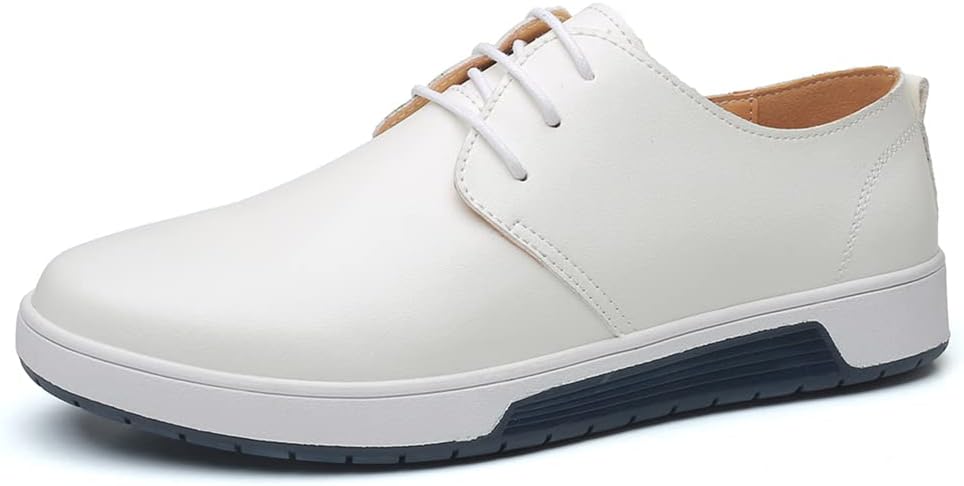 

Мужские кожаные оксфорды LLTMALL с шнуровкой, дышащие, модные плоские кроссовки, белый