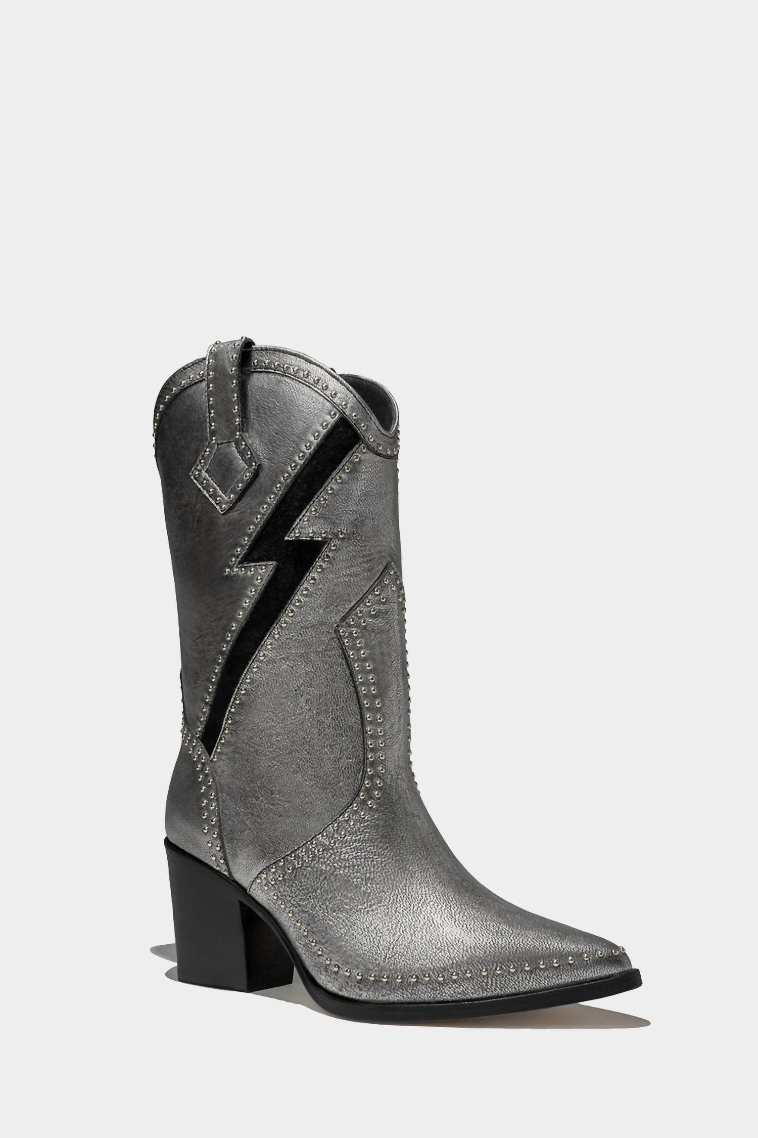 Женские кожаные ботинки Freddie в металлическом серебре Dante Shoes — фото 2