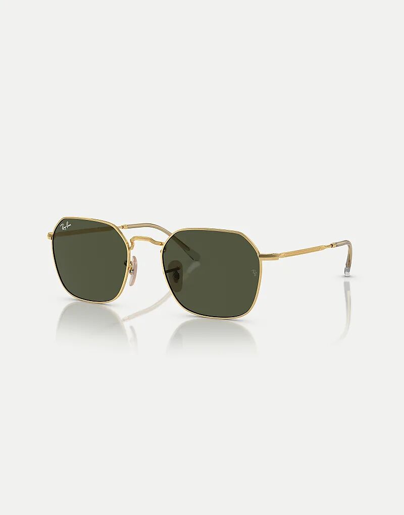 

Солнцезащитные очки Ray-Ban Jim необычной формы с зелеными линзами в цвете Arista Gold