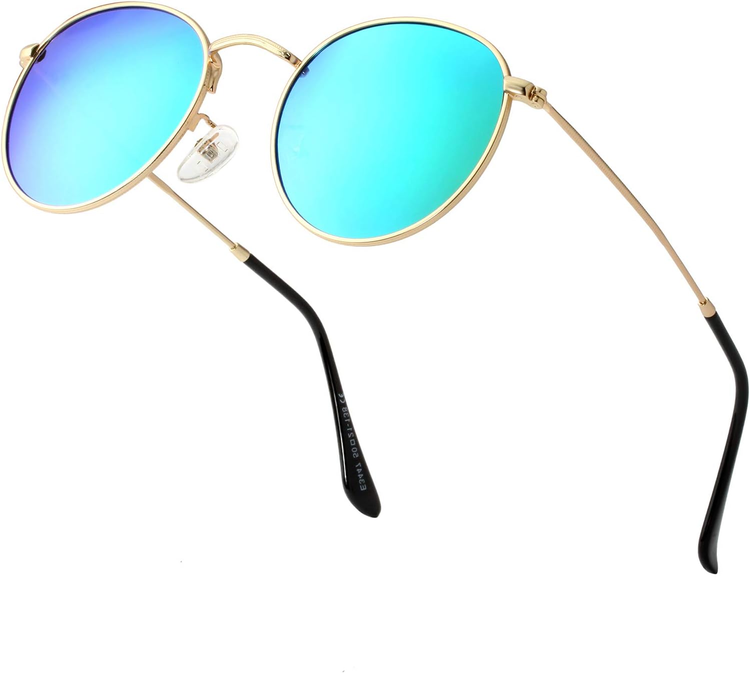 

Небольшие круглые поляризованные солнцезащитные очки для женщин и мужчин, классический ретро-стиль, круглая металлическая оправа, защита от УФ-излучения Teumire, B2 Gold Frame/Green Mirrored