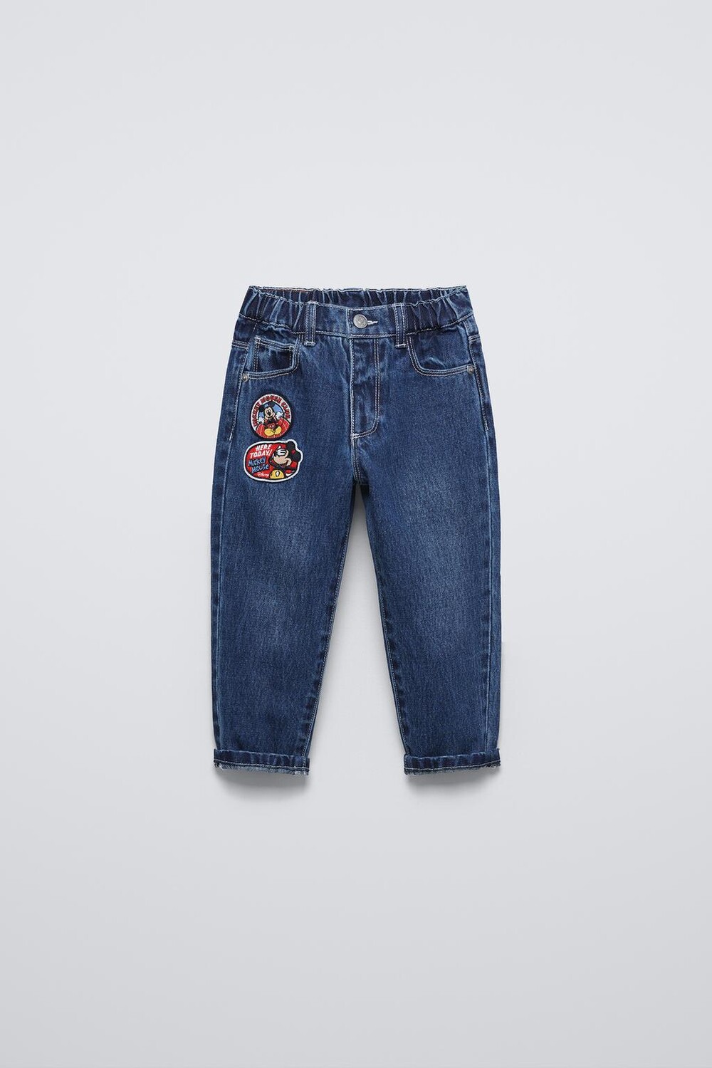 

Джинсы с нашивкой микки мауса disney ZARA, средне-синий