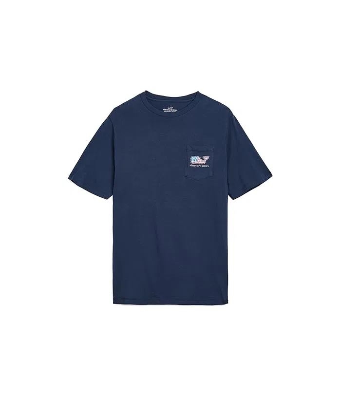 Футболка с коротким рукавом и карманом Flag Whale Vineyard Vines Kids, Vineyard Navy
