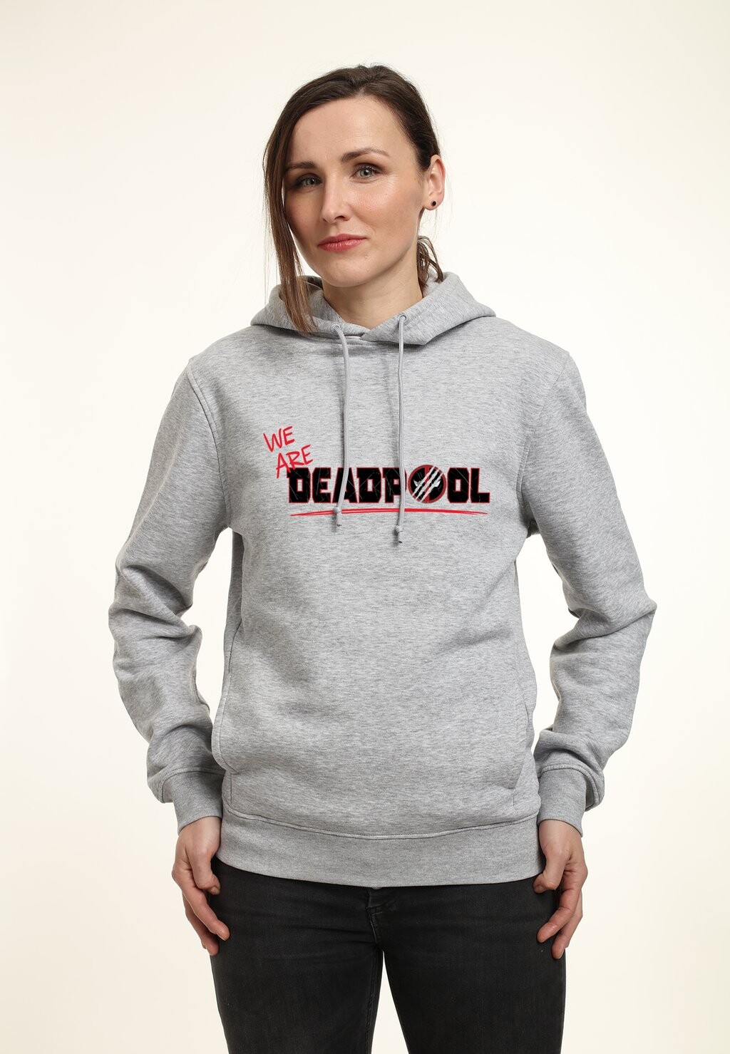 

Толстовка с капюшоном DEADPOOL WOLVERINE WE ARE LOGO Marvel, цвет Mottled Light Grey