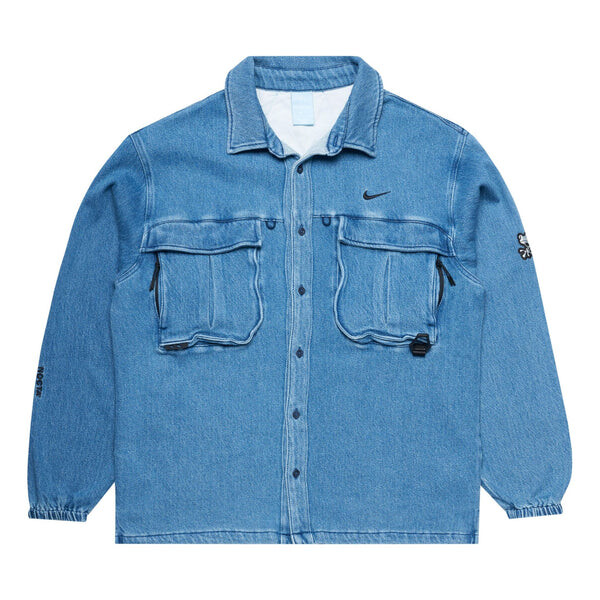 

Рубашка x nocta opal button-down denim shirts 'blue denim' Nike, синий