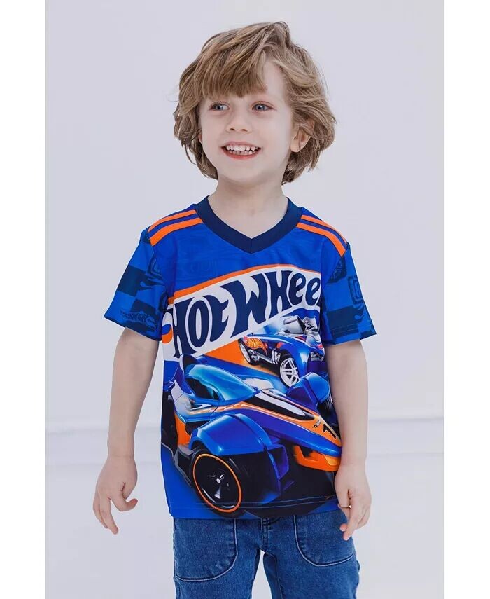 Комплект из 2 спортивных футболок для маленьких мальчиков Hot Wheels, мультиколор — фото 2