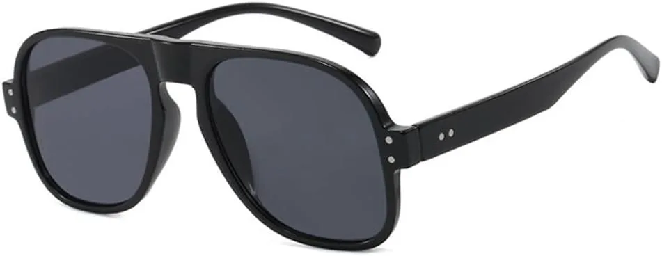 

Мужские солнцезащитные очки в стиле ретро, ​​конфетные оттенки, защита от УФ-излучения UV400; женские солнцезащитные очки с заклепками TKKTLLT, Black Grey