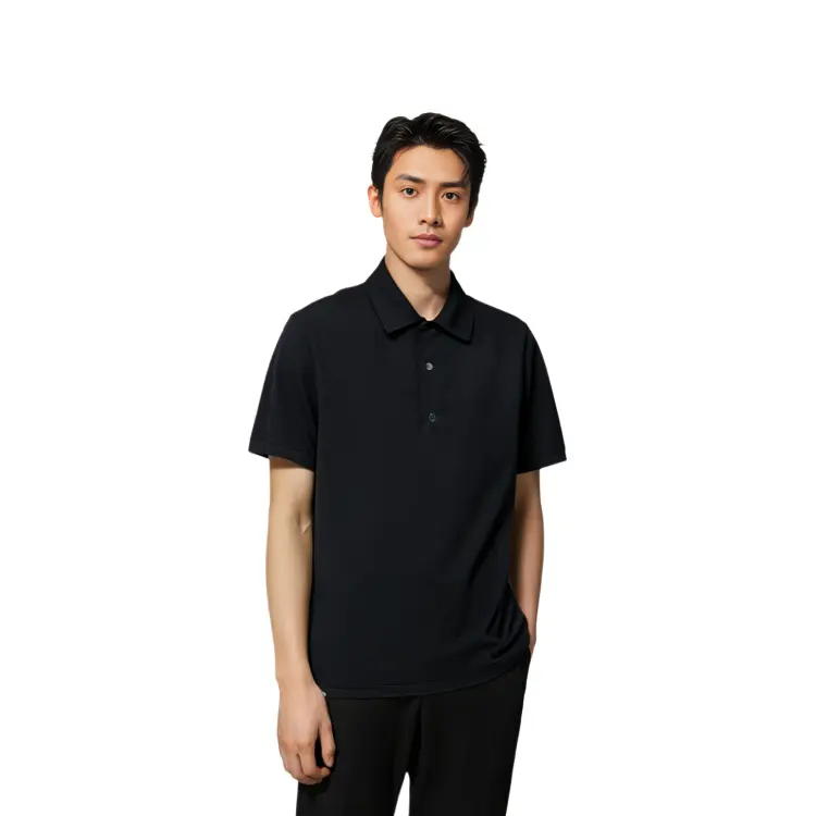 Рубашка поло мужская черная Uniqlo, черный — фото 3