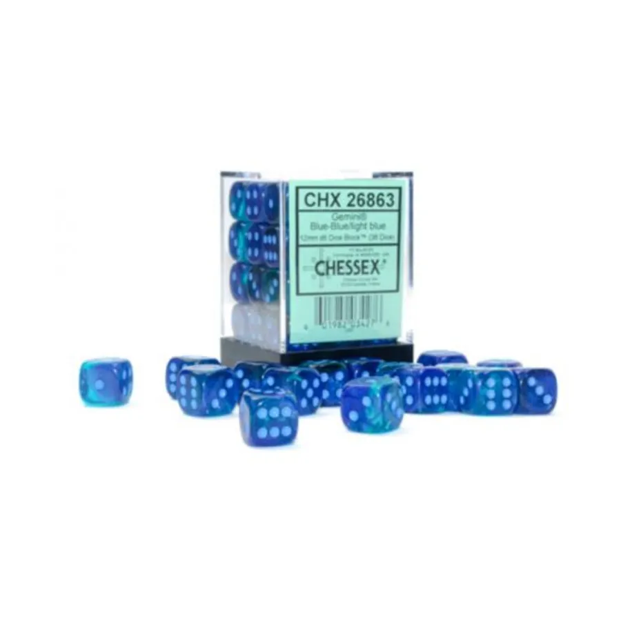 

d6 12 мм Сине-синий с голубым (36), Dice - Gemini - d6 12mm (Chessex)