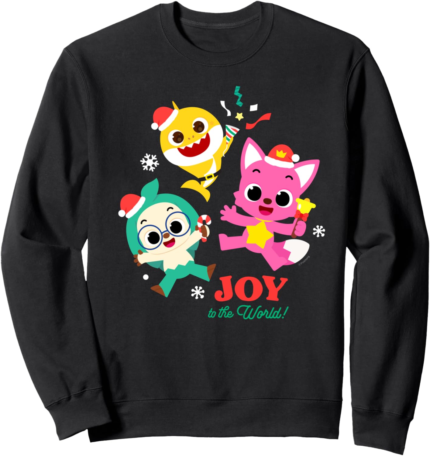 

Толстовка Pinkitz Baby Shark Hogy для детей, мужчин и женщин, на Рождество, с изображением Санты, черная Pinkfong