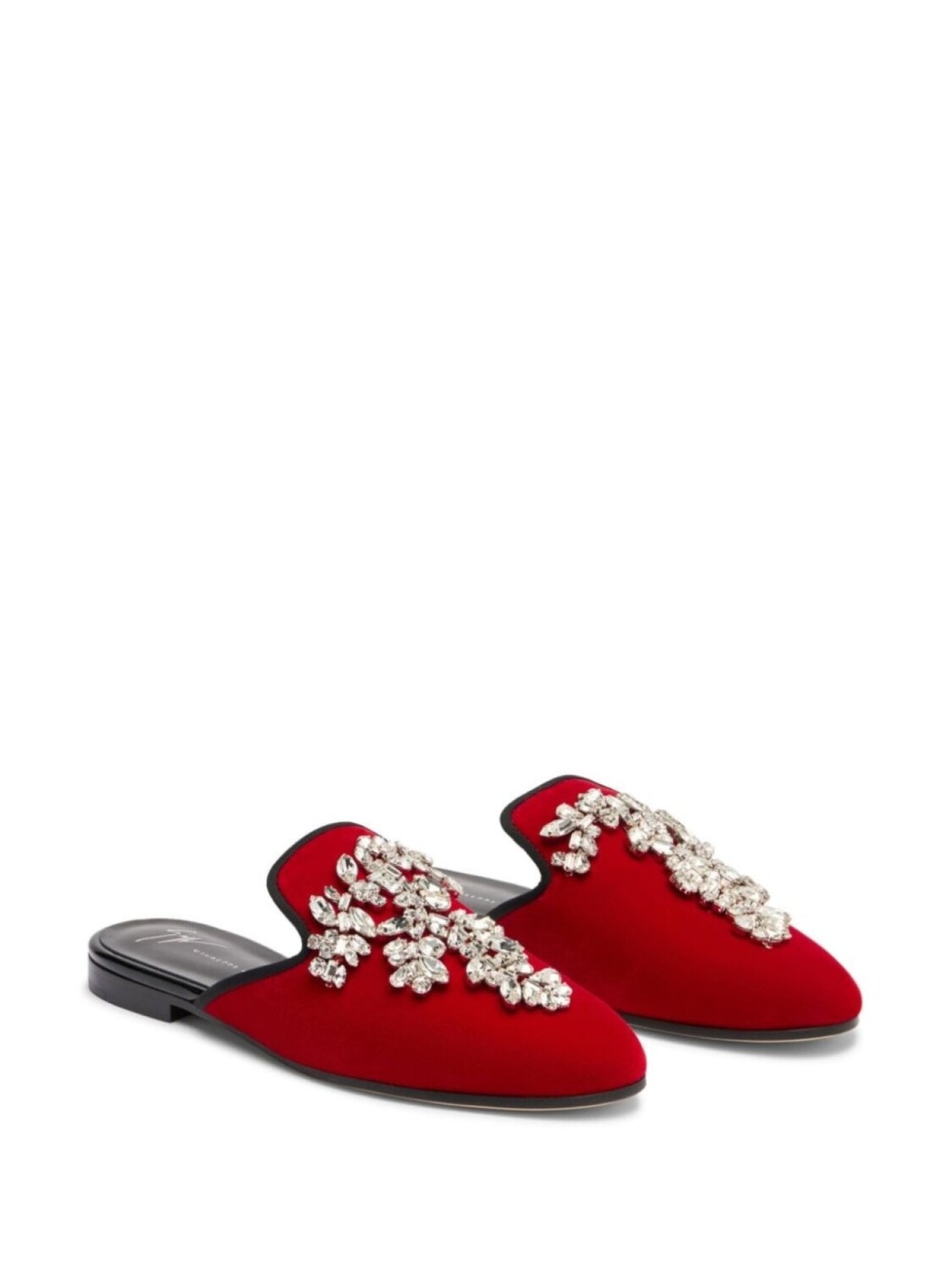 Giuseppe Zanotti бархатные мюли Elsa с кристаллами, красный — фото 2