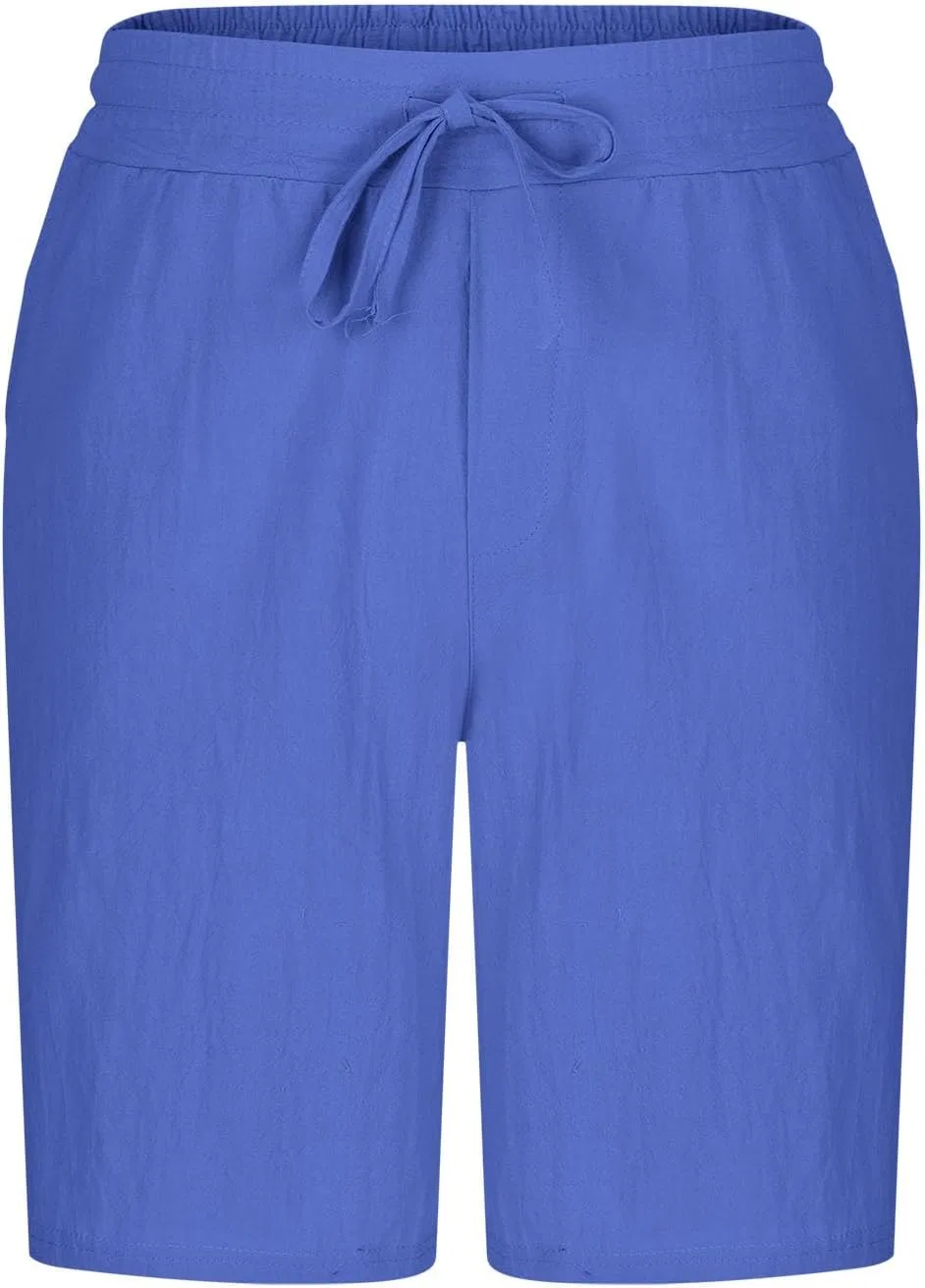 Шорты Active Cotton Linen Elastic Waist Drawstring Dark Blue — фото 4