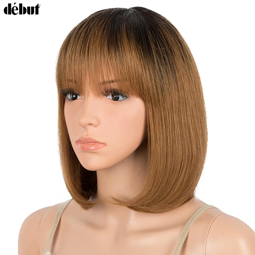Парик из натуральных волос Real Hair Wig с челкой, короткий боб-пикси, 25 см Début, Tt1B/30 — фото 3