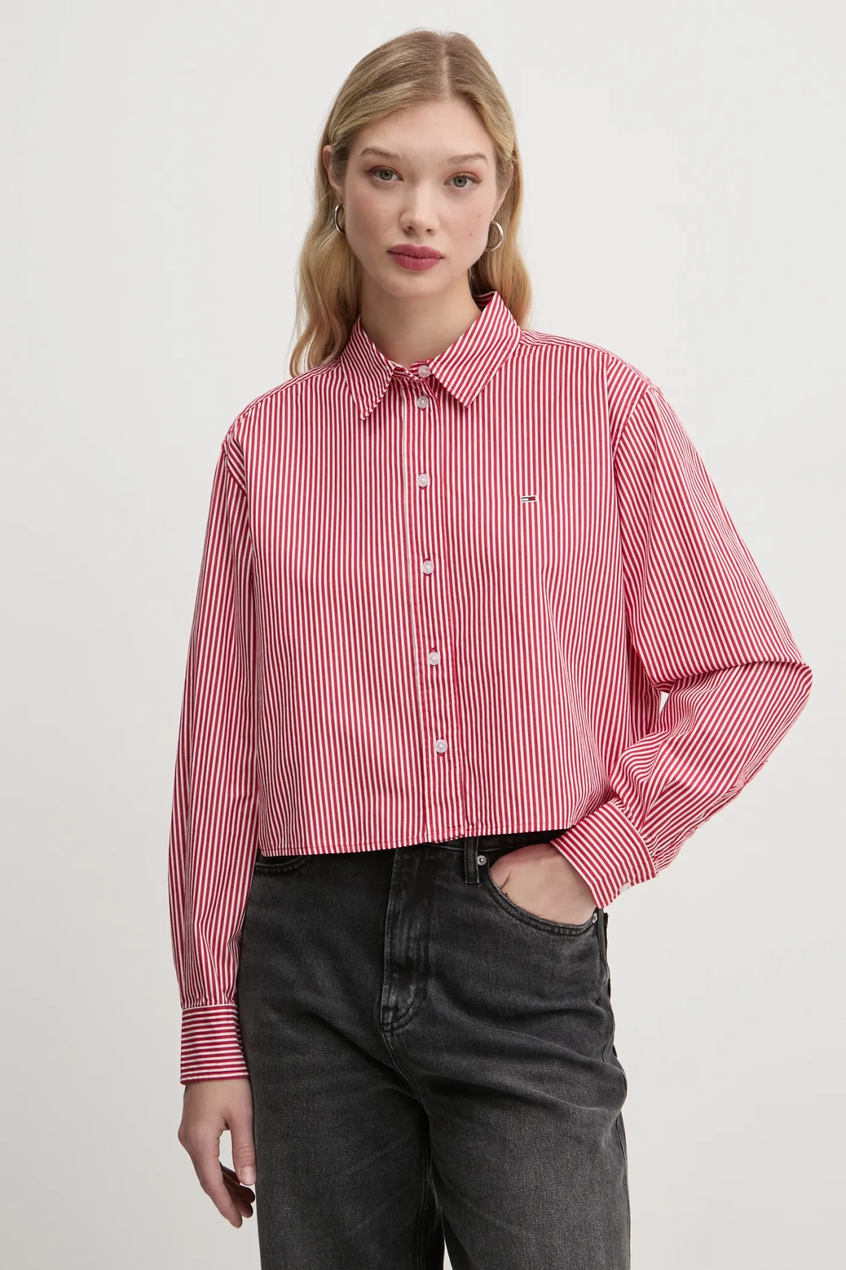 

Хлопковая рубашка Tommy Jeans, красный