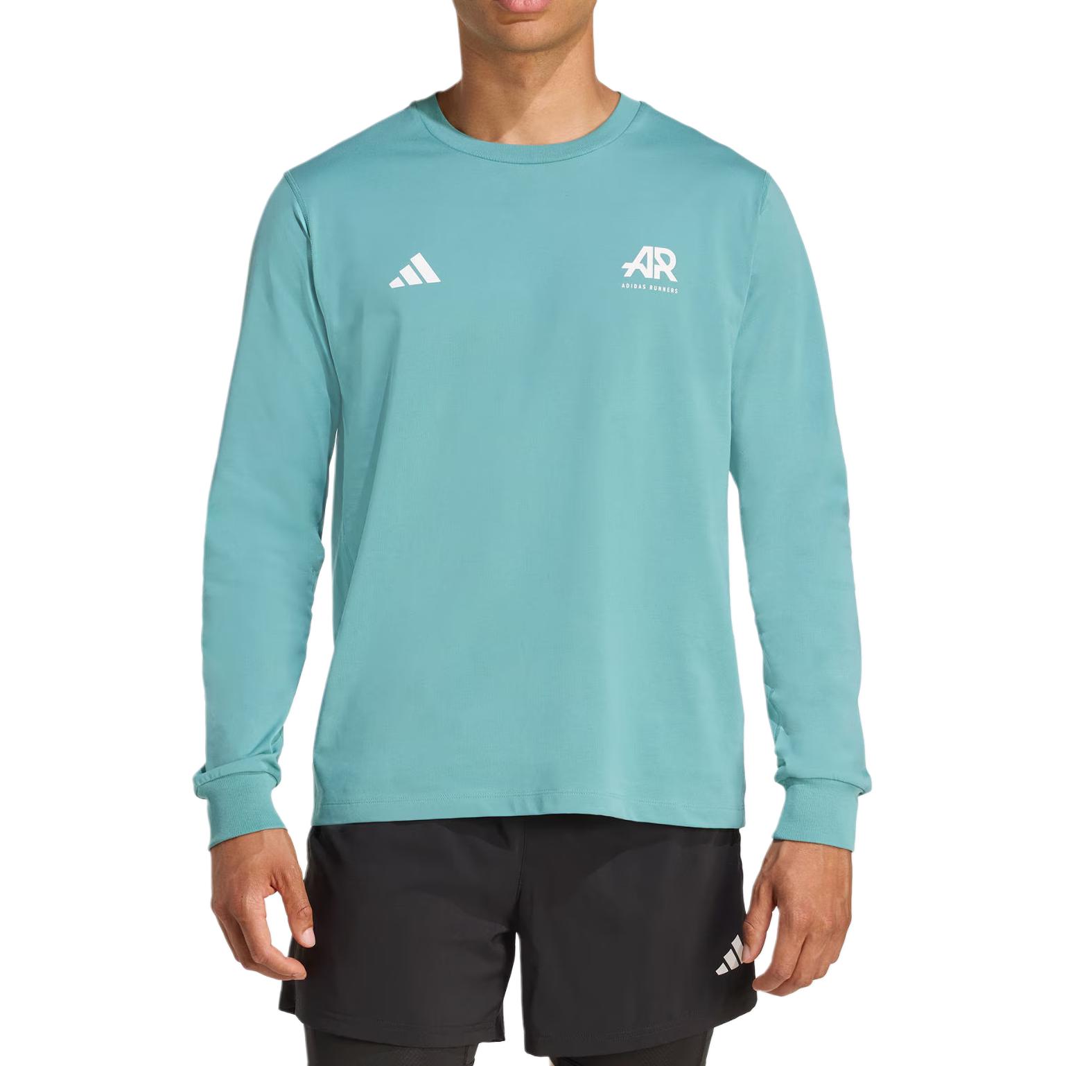 Футболка с длинным рукавом Runners Unisex Adidas, зеленый — фото 3