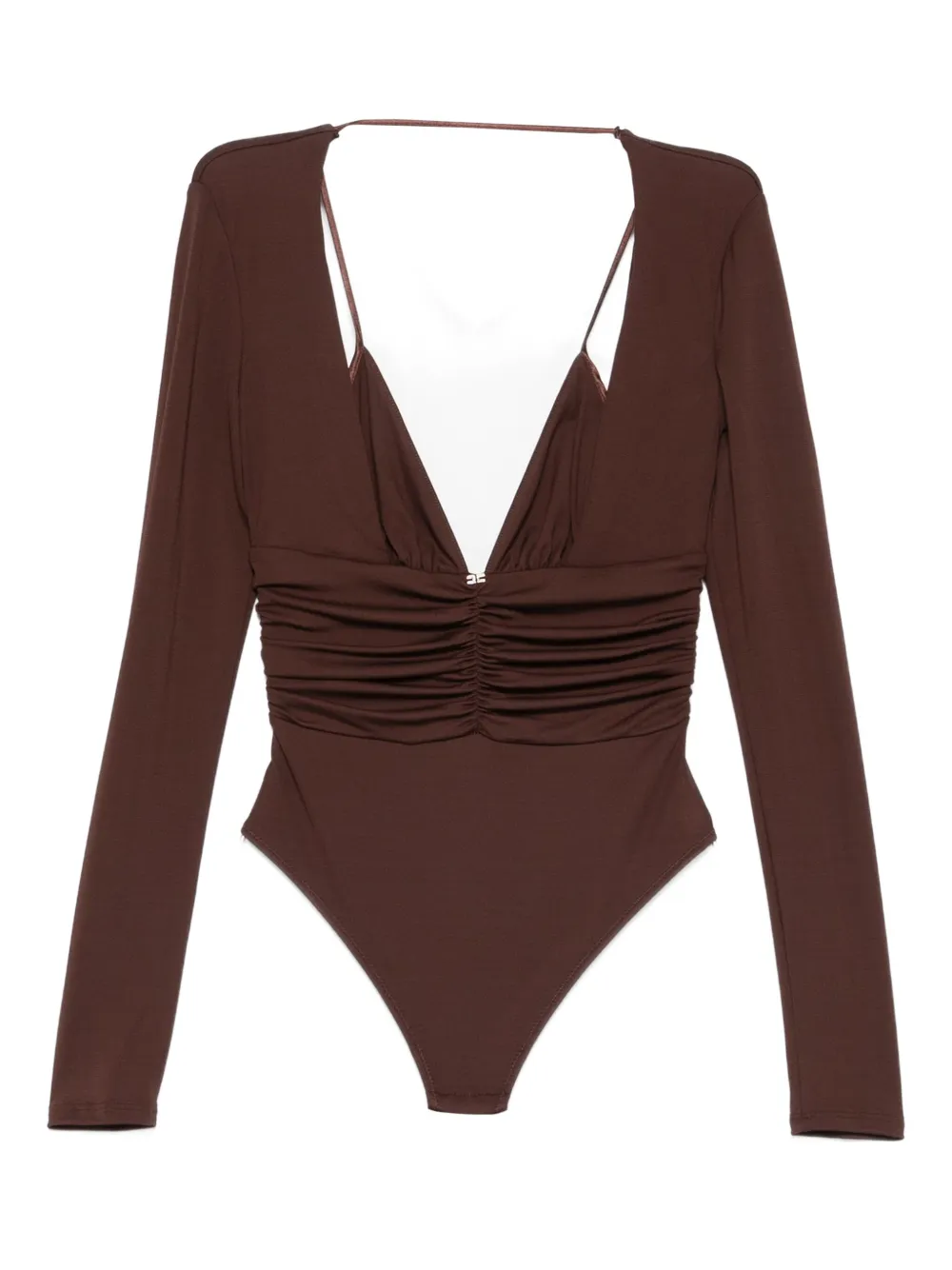 

Боди с длинными рукавами и сборками Elisabetta Franchi, коричневый