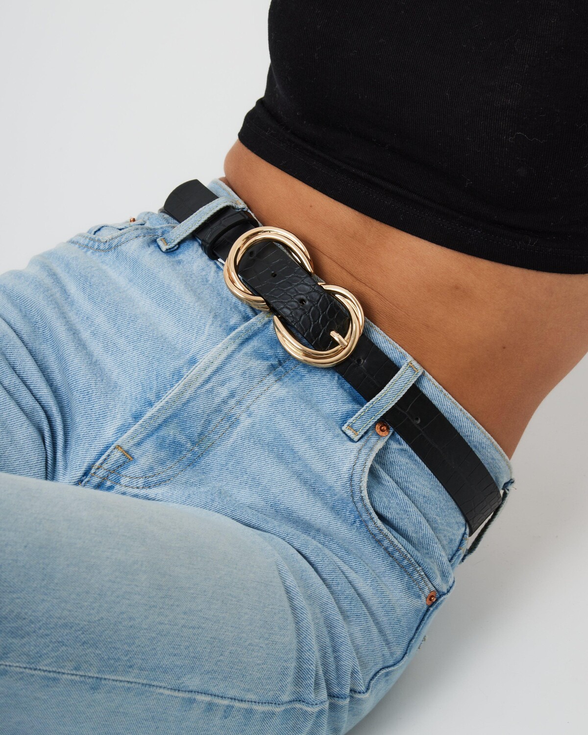 

Ремень Double Twisted из кожи крокодила My Accessories London, черный