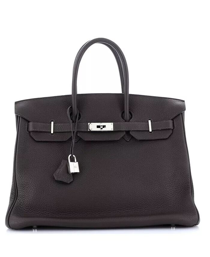 

Сумка Birkin 35 коричневая Clemence с палладиевой фурнитурой Pre-Owned HERMÉS, коричневый