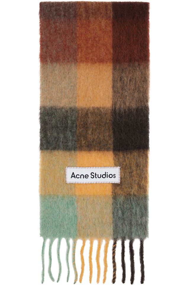 

Acne Studios Разноцветный клетчатый шарф из мохера