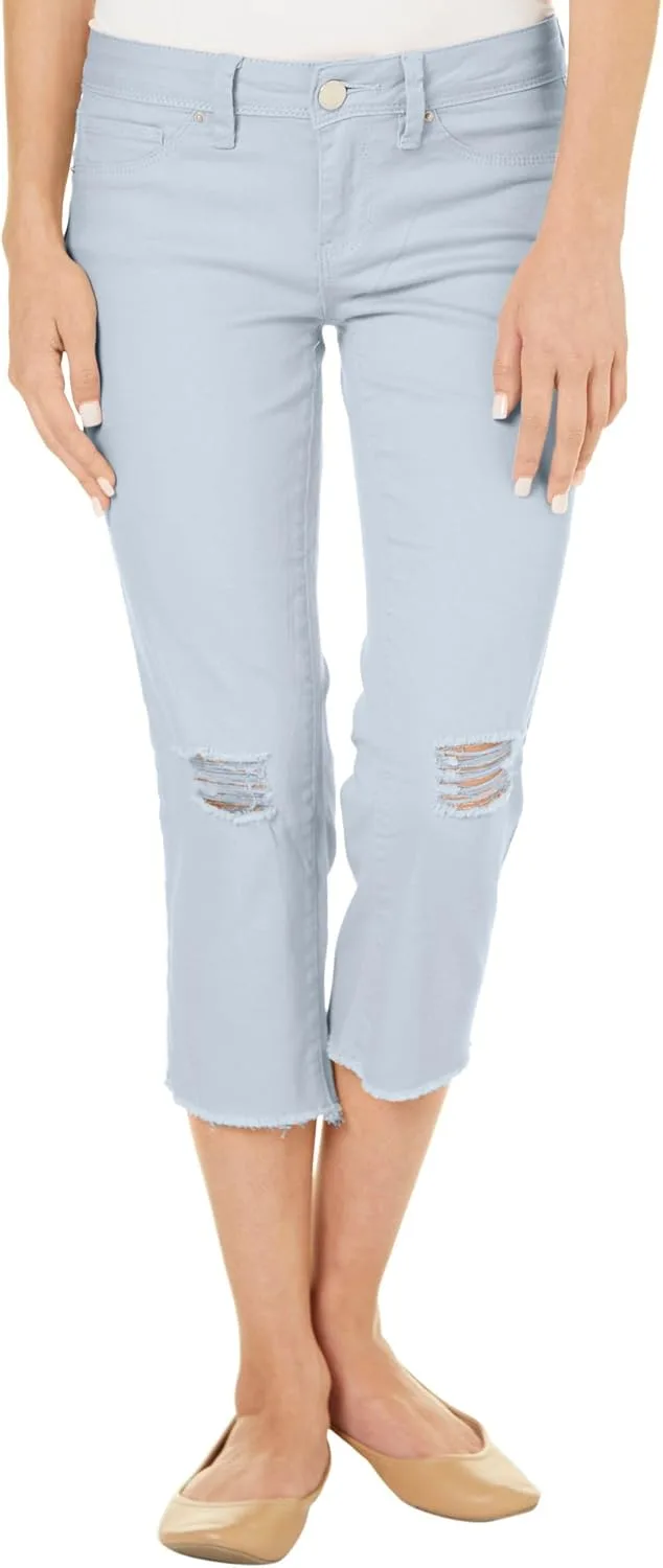 

YMI Juniors Solid Destructed Denim Capris YMI Royalty