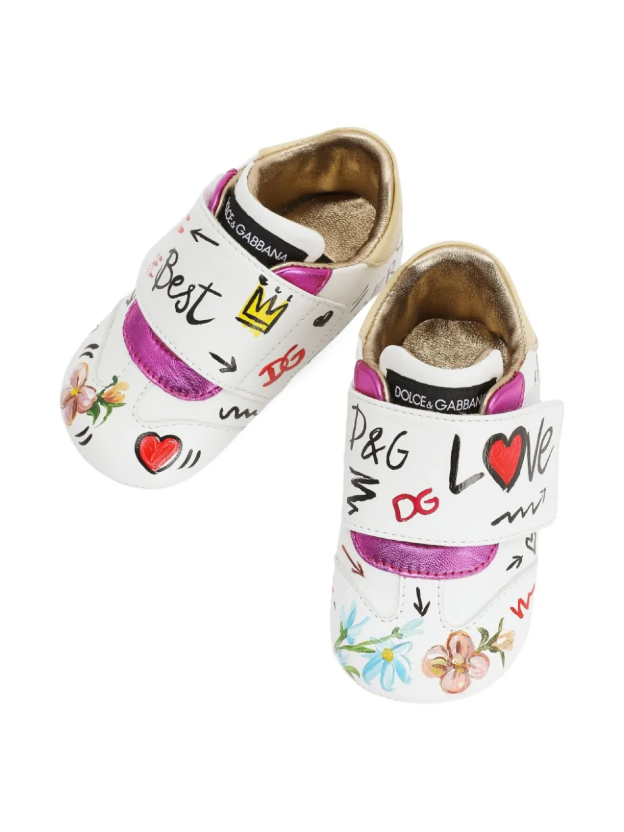 Dolce & Gabbana Kids кожаные пинетки с логотипом, белый — фото 4