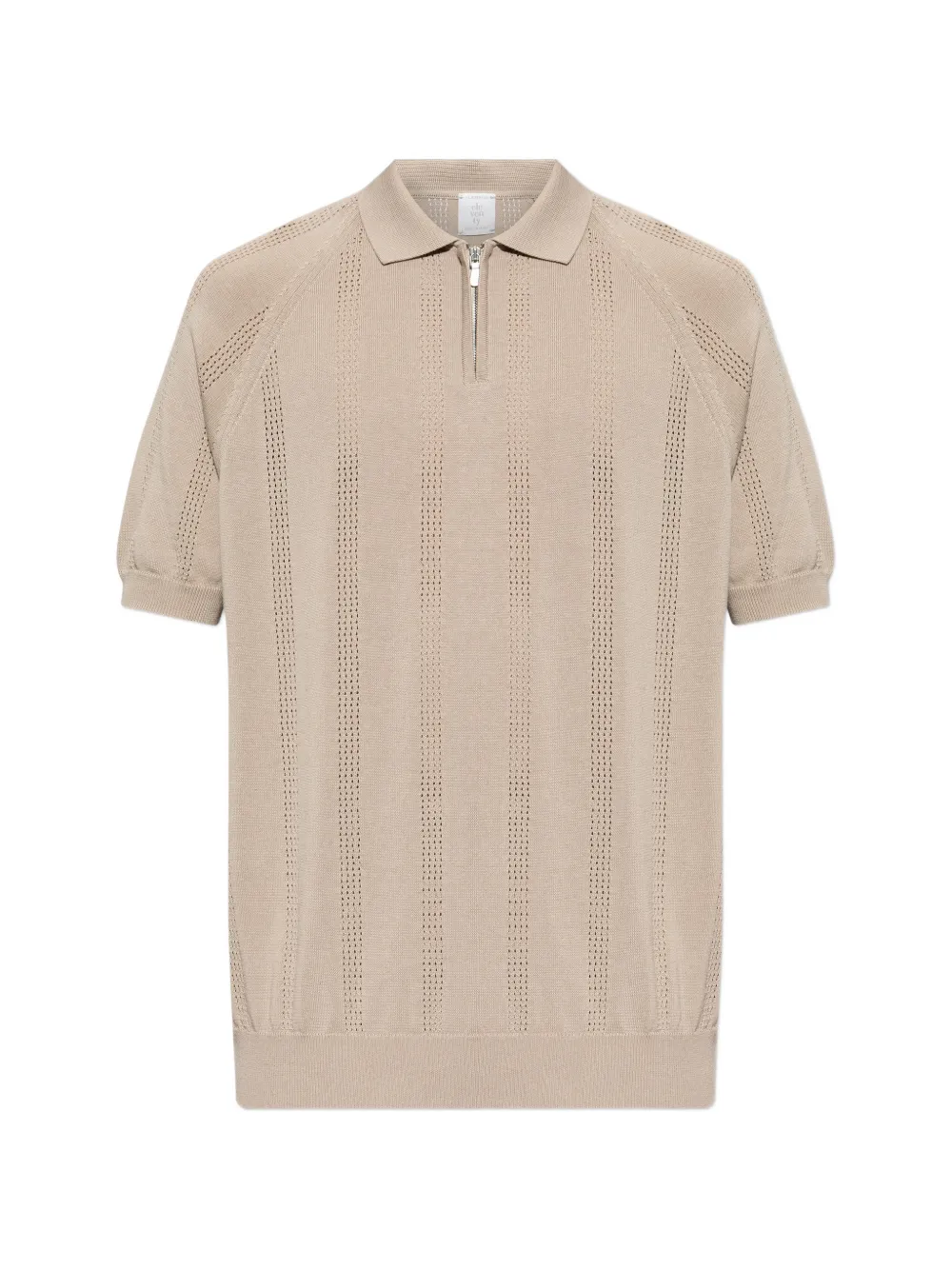 

Вязаное полосатое поло на молнии Eleventy, бежевый