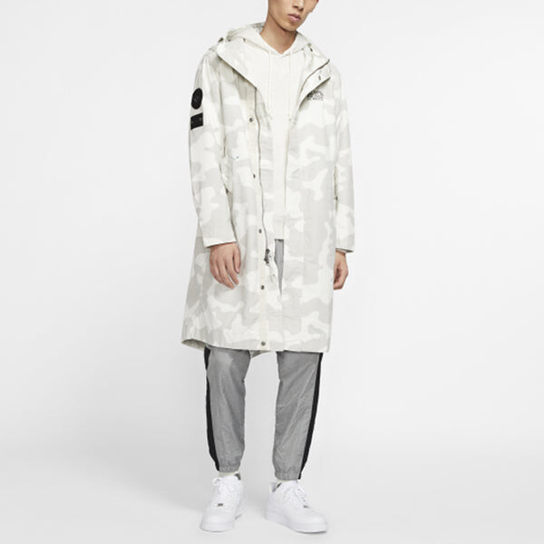 Куртка sportswear sports windproof camouflage printing mid-length hooded windbreaker jacket white Nike, белый — фото 3