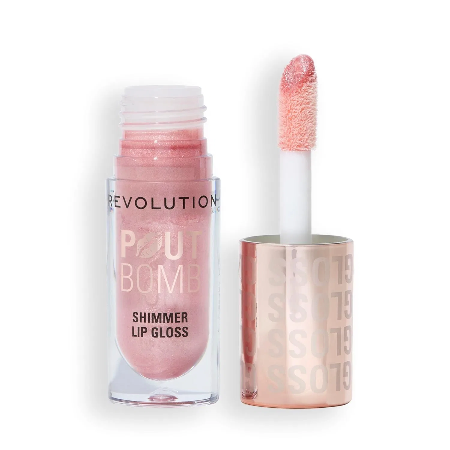 Блеск для губ «Pout Bomb Shimmer Gloss» с гиалуроновой кислотой и ароматом ванили от Revolution Revolution Beauty London, Shine Pink