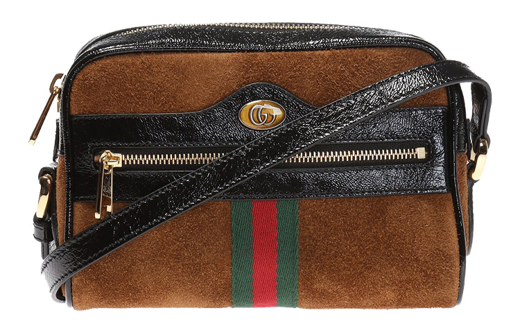 Мини сумка-фотоаппарат Gucci из лакированной кожи с замшевой отделкой — фото 2