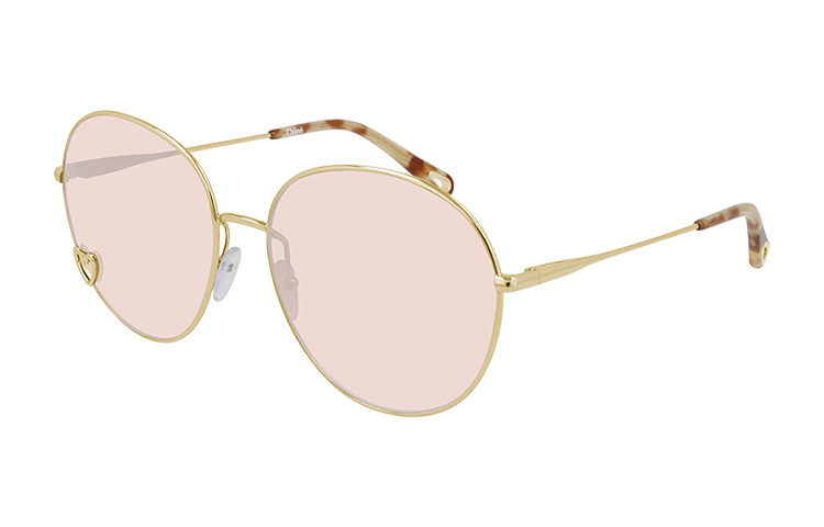 Chloe круглые металлические солнцезащитные очки Chloé, 006 light pink lens gold frame — фото 4