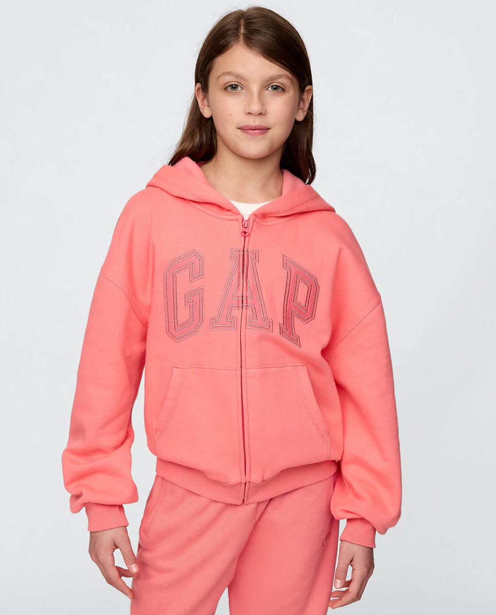 

Толстовка для девочек с логотипом и молнией Gap, коралловый