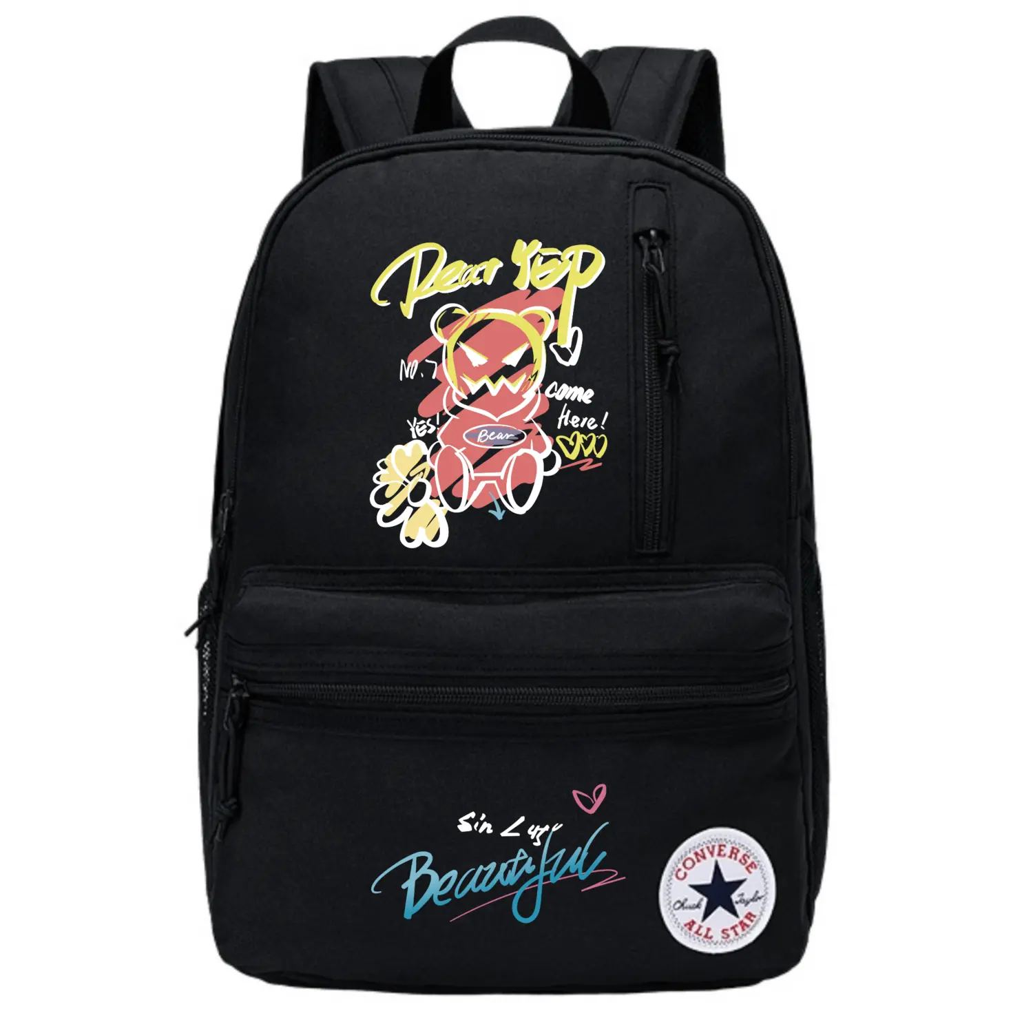 

Converse Полиэстеровый рюкзак обычный унисекс Jet Black, Graffiti Bear