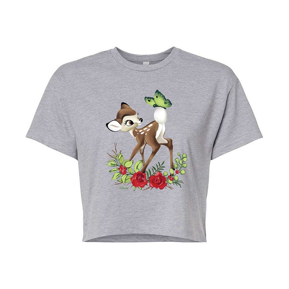 

Женская укороченная футболка Disney's Bambi с бабочкой, серый