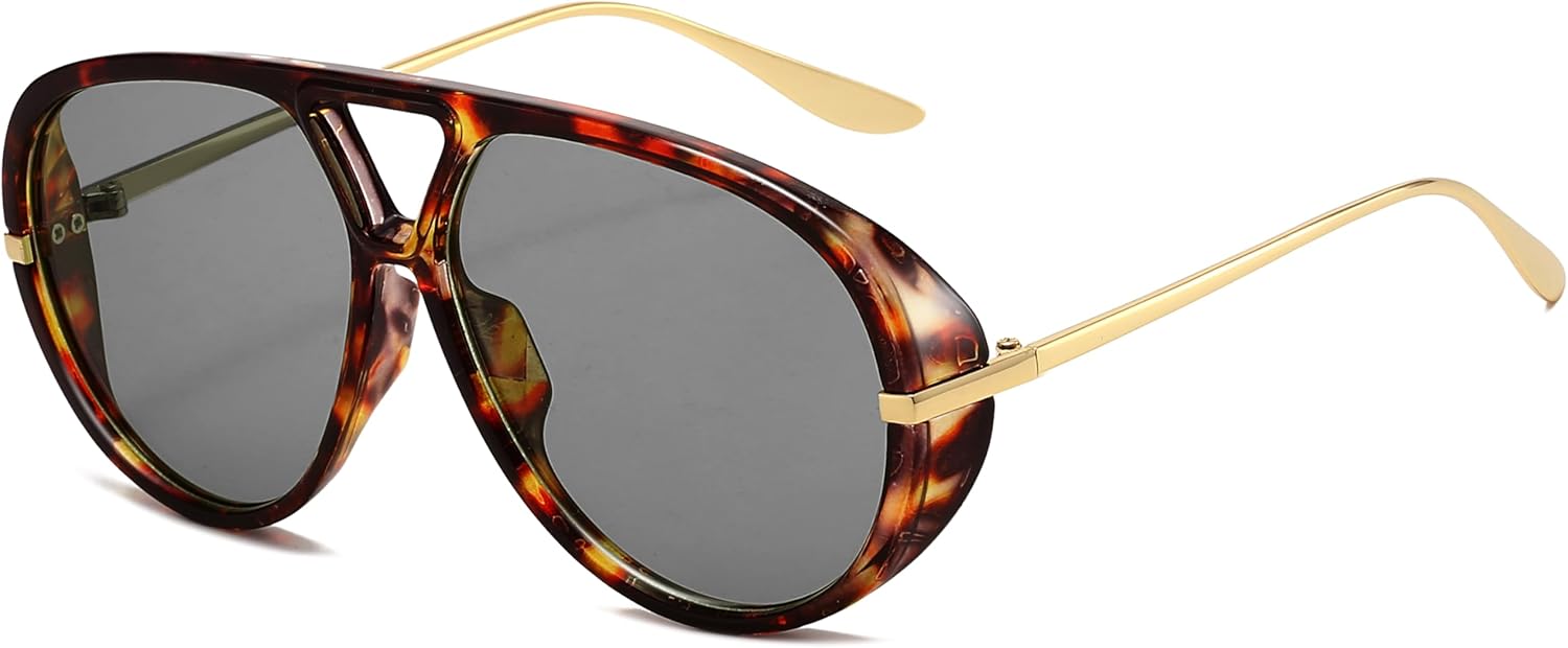 

Модные солнцезащитные очки-авиаторы большого размера для женщин и мужчин, ретро-очки в форме большого круглого щита, винтажные солнцезащитные очки SevenColor, Tortoise/Grey