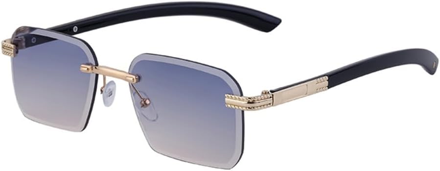 

Солнцезащитные очки без оправы прямоугольной формы для женщин, модные прямоугольные солнцезащитные очки для мужчин, солнцезащитные очки в стиле панк без оправы MTZJH, C7 Blue Yellow