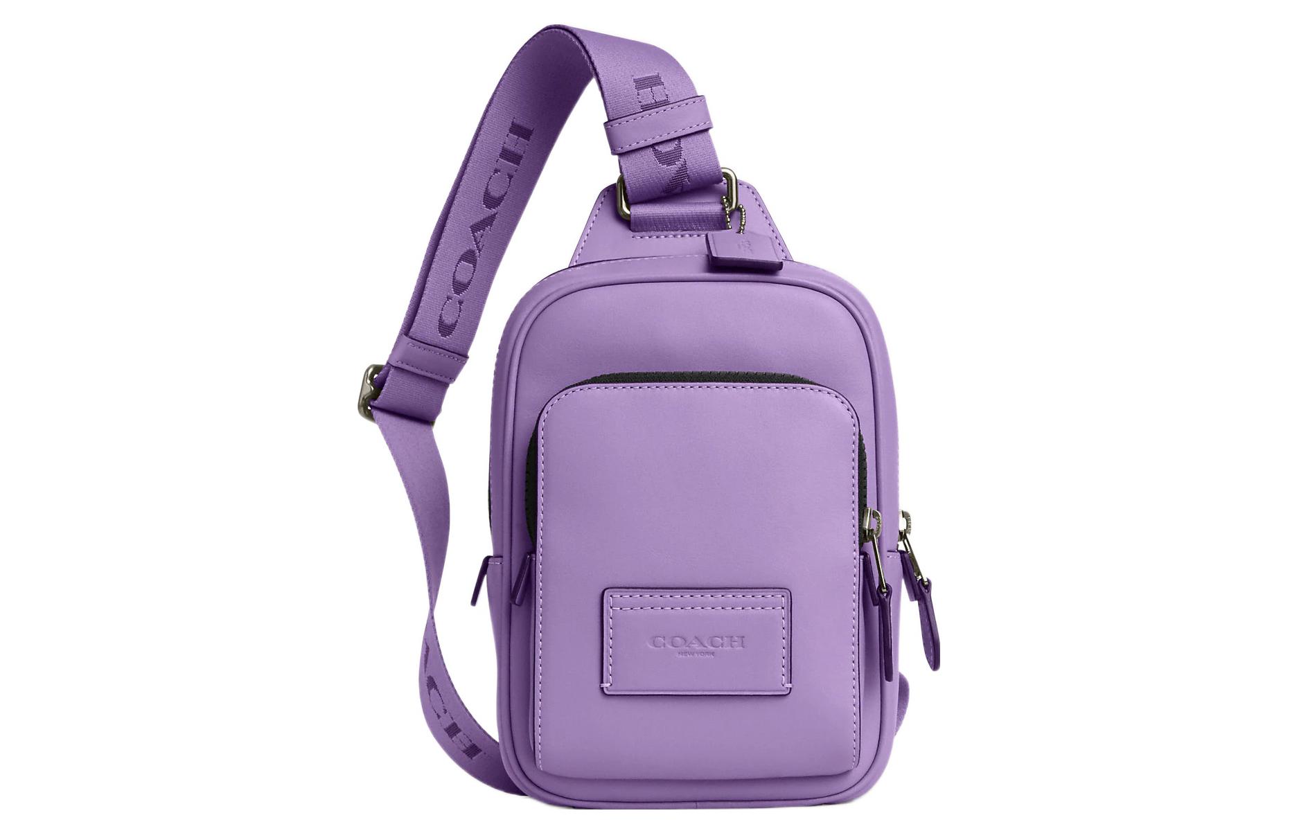 

COACH Мини-поясная сумка из телячьей кожи унисекс фиолетовая