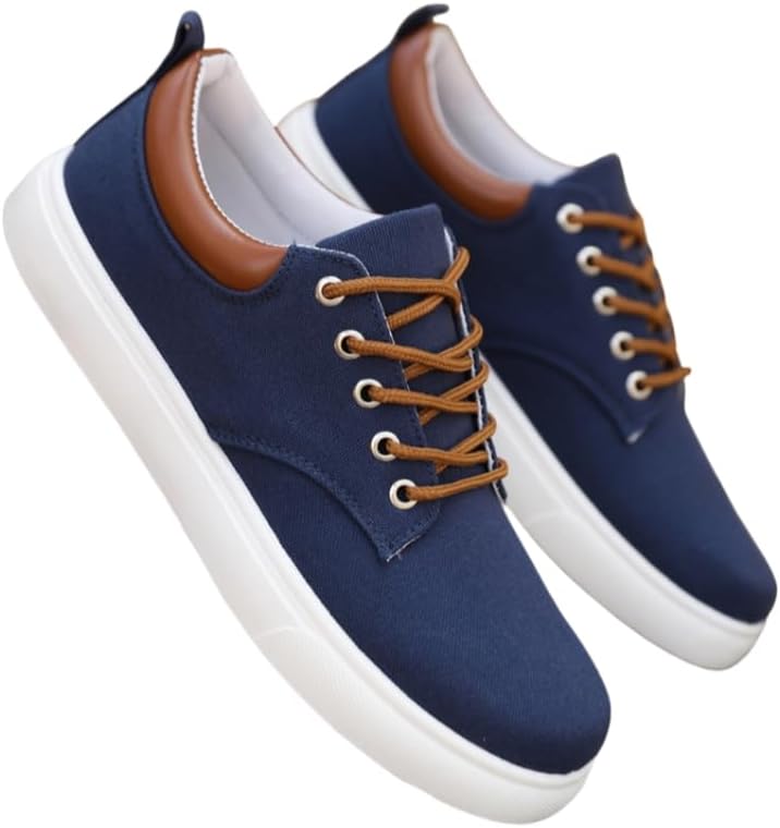 

Мужские модные кеды однотонного цвета, удобные повседневные кроссовки на шнуровке с противоскользящей подошвой из дышащего материала, подходят для активного отдыха на открытом воздухе Hoalox, синий