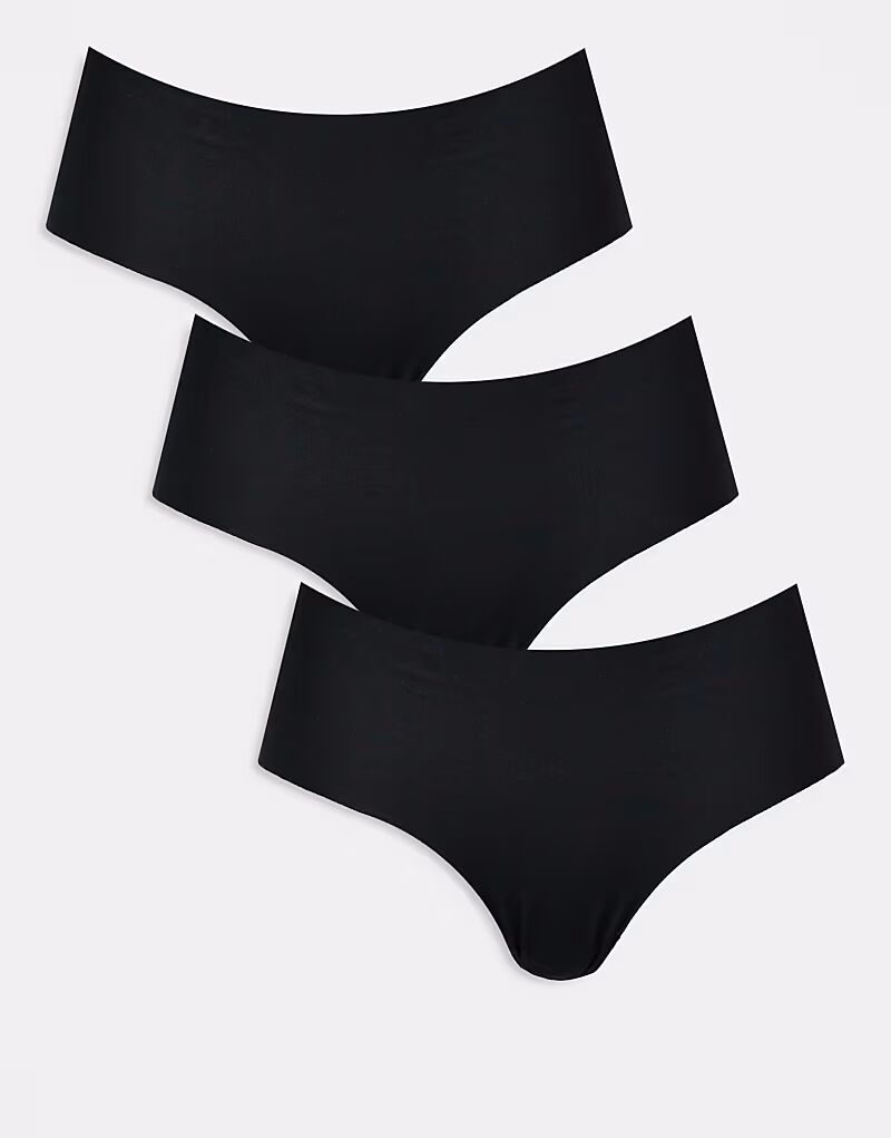 

ASOS DESIGN 3 пары шорт-хипстеров без VPL черного цвета