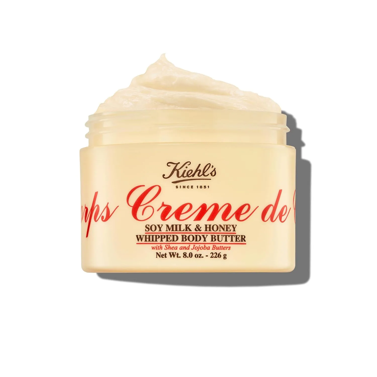Kiehl's Creme de Corps Whipped Body Butter, нежный лосьон для тела с соевым молоком и медом, интенсивное 24-часовое увлажнение для всех типов кожи, 8 oz