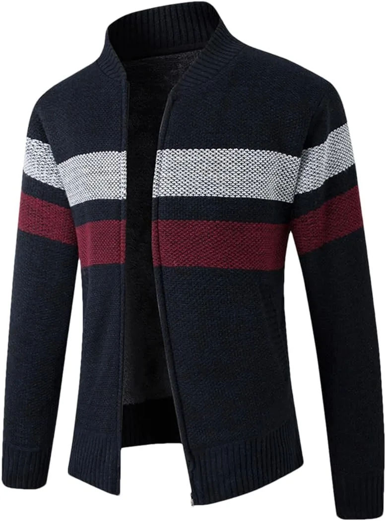 

Мужской вязаный кардиган с полосками Disimlarl