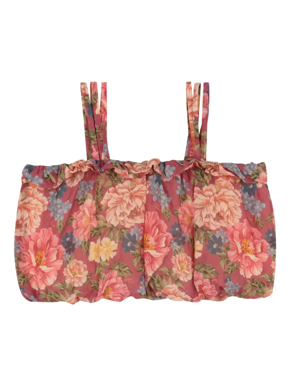 Топ с цветочным принтом и оборками Chloé Kids, розовый