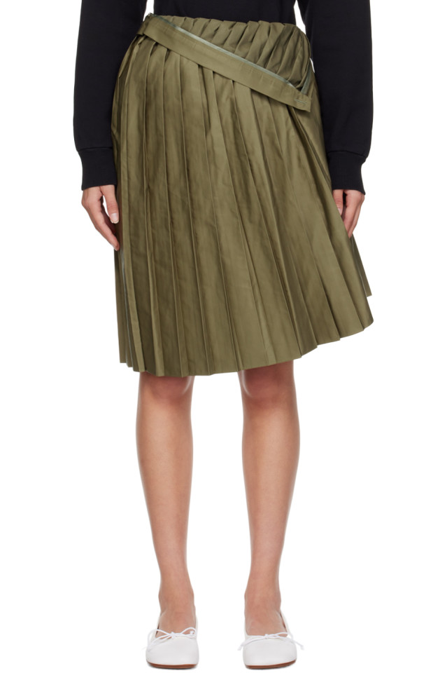 

Плиссированная юбка миди Mm6 Maison Margiela, хаки