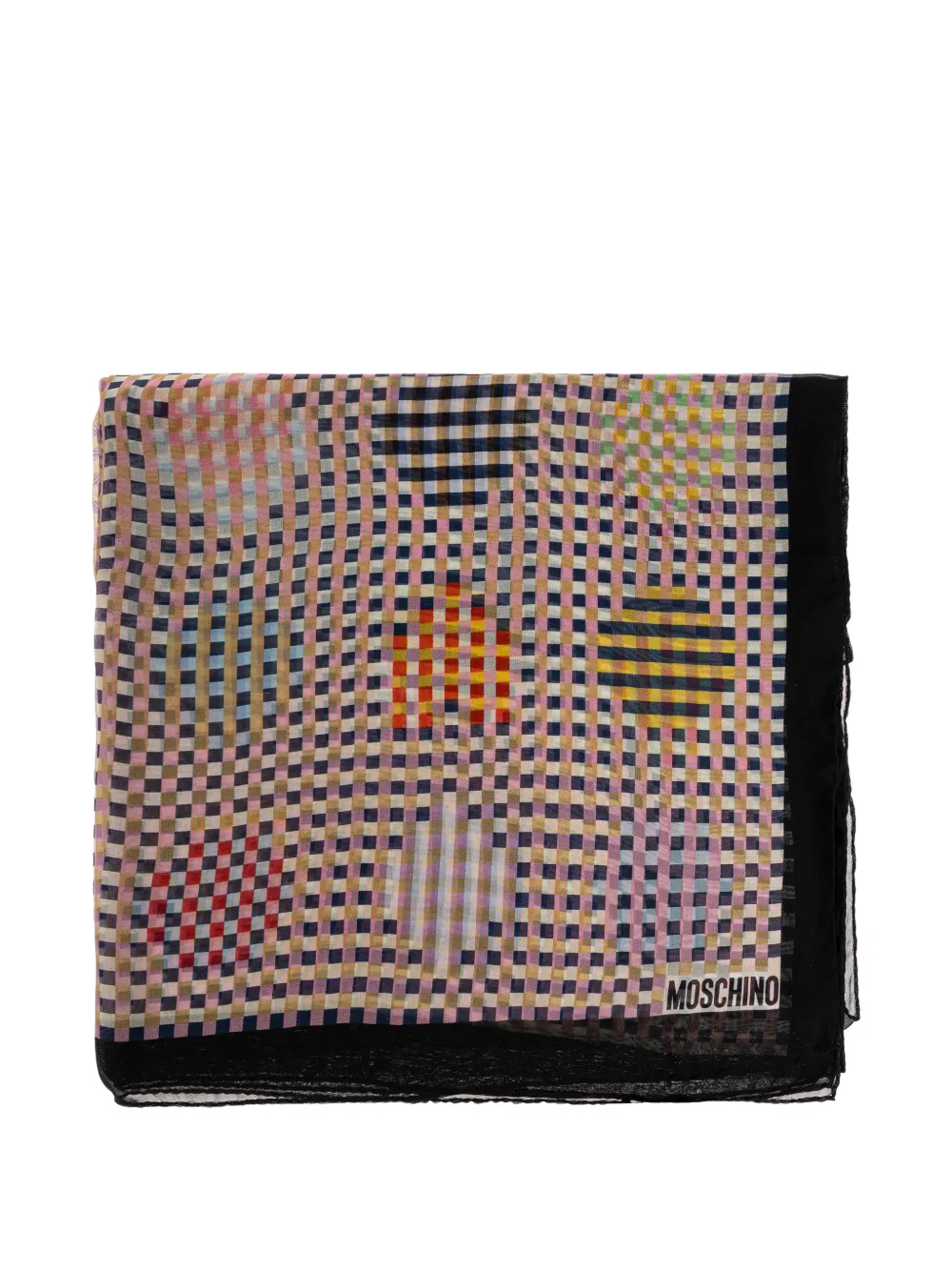 

Шарф из шелка в клетку Moschino, розовый