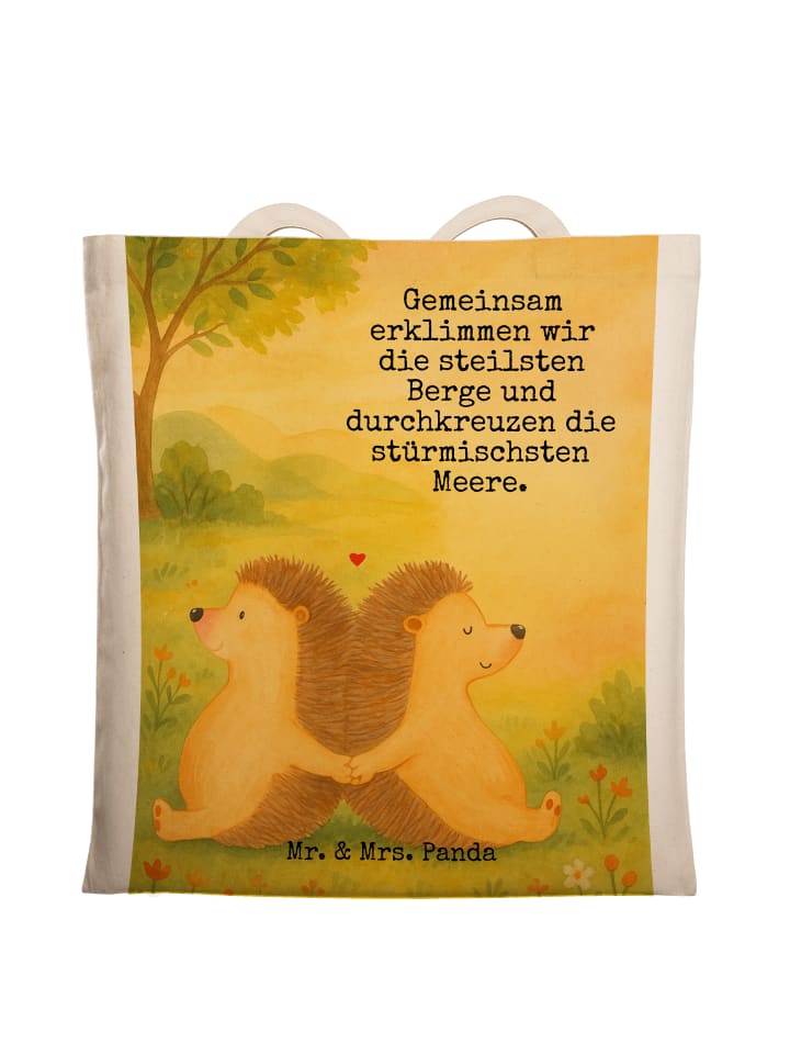 

Mr. & Mrs. Panda Сумка с изображением ежика, держащего лапки, и надписью белого цвета