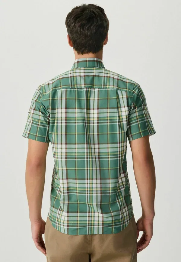 Рубашка Next Regular fit shirt, зеленая клетка мадрас — фото 3