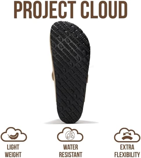 Мужские сабо Project Cloud - 100 натуральная кожа полного слоя, сабо с мемори-пеной для мужчин, поддержка свода стопы, пробковая стелька, противоскользящая подошва (Brooklyn), песочный — фото 4