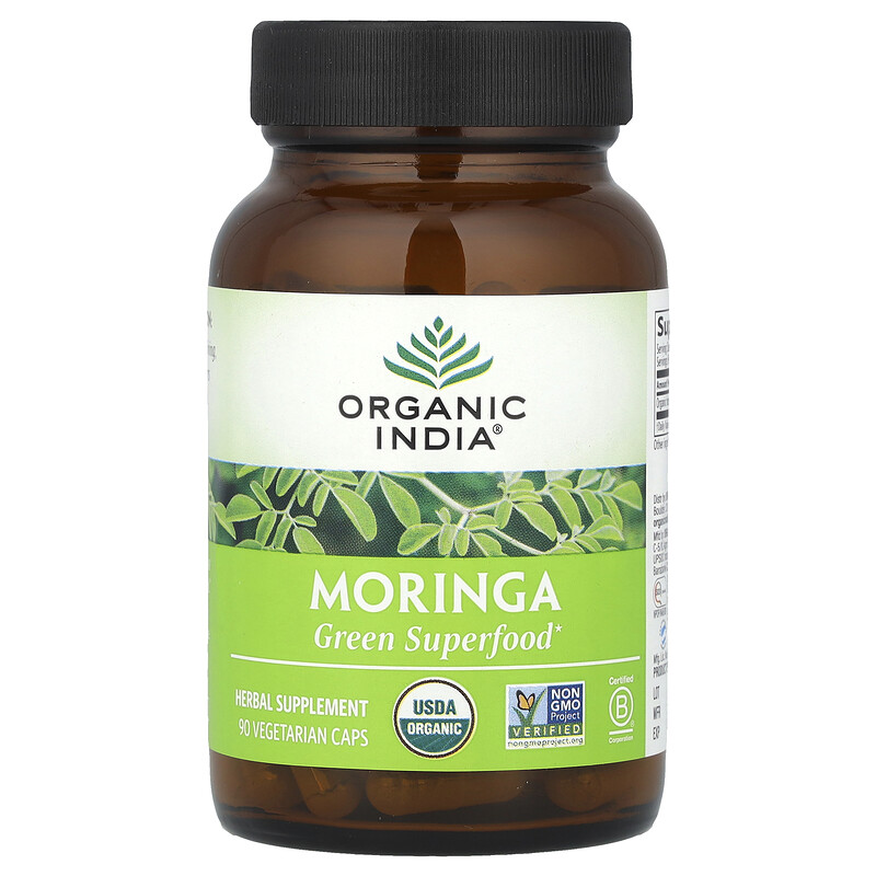 

Organic India, Моринга, 700 мг, 90 вегетарианских капсул (350 мг на капсулу)